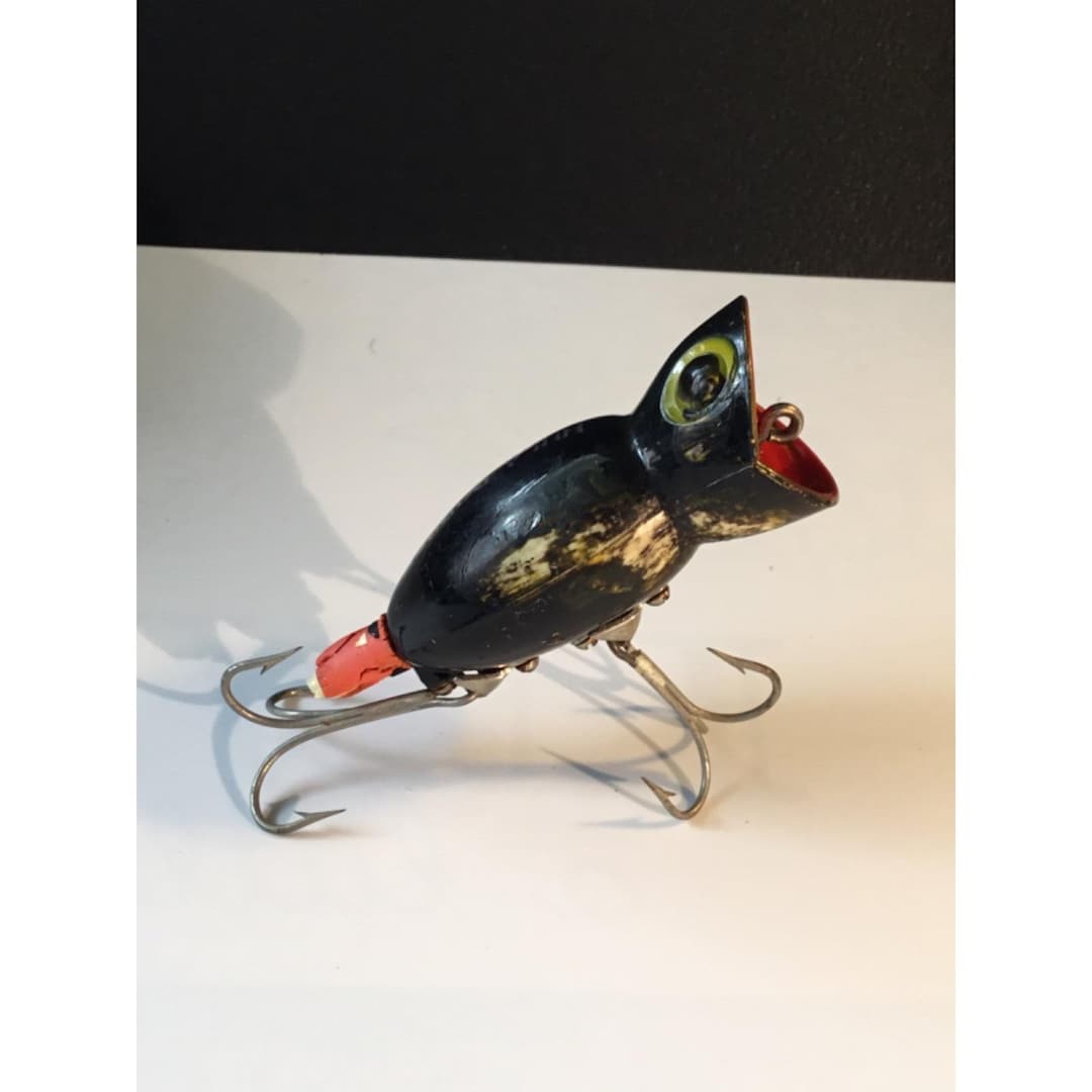 Fishing Lure, Arbogast Hula Popper Black, for Rare and Antique