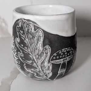 Black and White Ceramic Cup | Handmade Forage Mug | Minimalist Coffee Cup | Artisan Pottery | Modern Drinkware | Unique Tea Cup