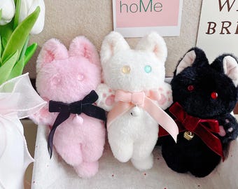 Handmade Cute Plush Animal, Kawaii Cat Plush Toy, Kawaii Plushies, Cute Plushie Gift, Cute Cat Plush with Wings, Soft Kitty Stuffed Animals