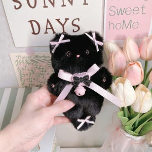 Handmade Cute Plush Animal, Black Cat Plush Toy, Kawaii Cat Plush Toy, Kawaii Plushies, Cute Plushie Gift, Soft Kitty Stuffed Animals