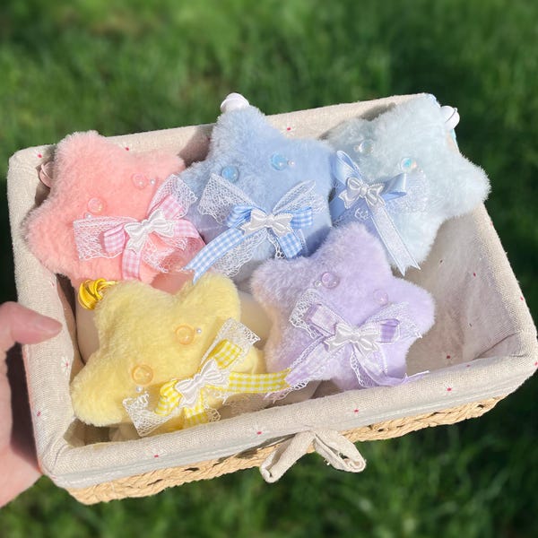 Handmade Cute Plush Star, Kawaii Plush Star, Cute Plushie Gift, Kawaii Plush Toy, Cute Plush Keychain Ornament, Bag Pendant, Stuffed Animals