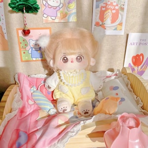 20CM Plush Doll with Skeleton, Kawaii Plush Doll, Sweet Cotton Doll, DIY Cotton Doll, Gift for Doll Lovers, Gold Hair, Clothes Not Included