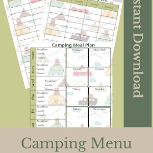 modèle de menu pour le modèle de plan de repas de camping PDF planificateur de repas de camping camping imprimable