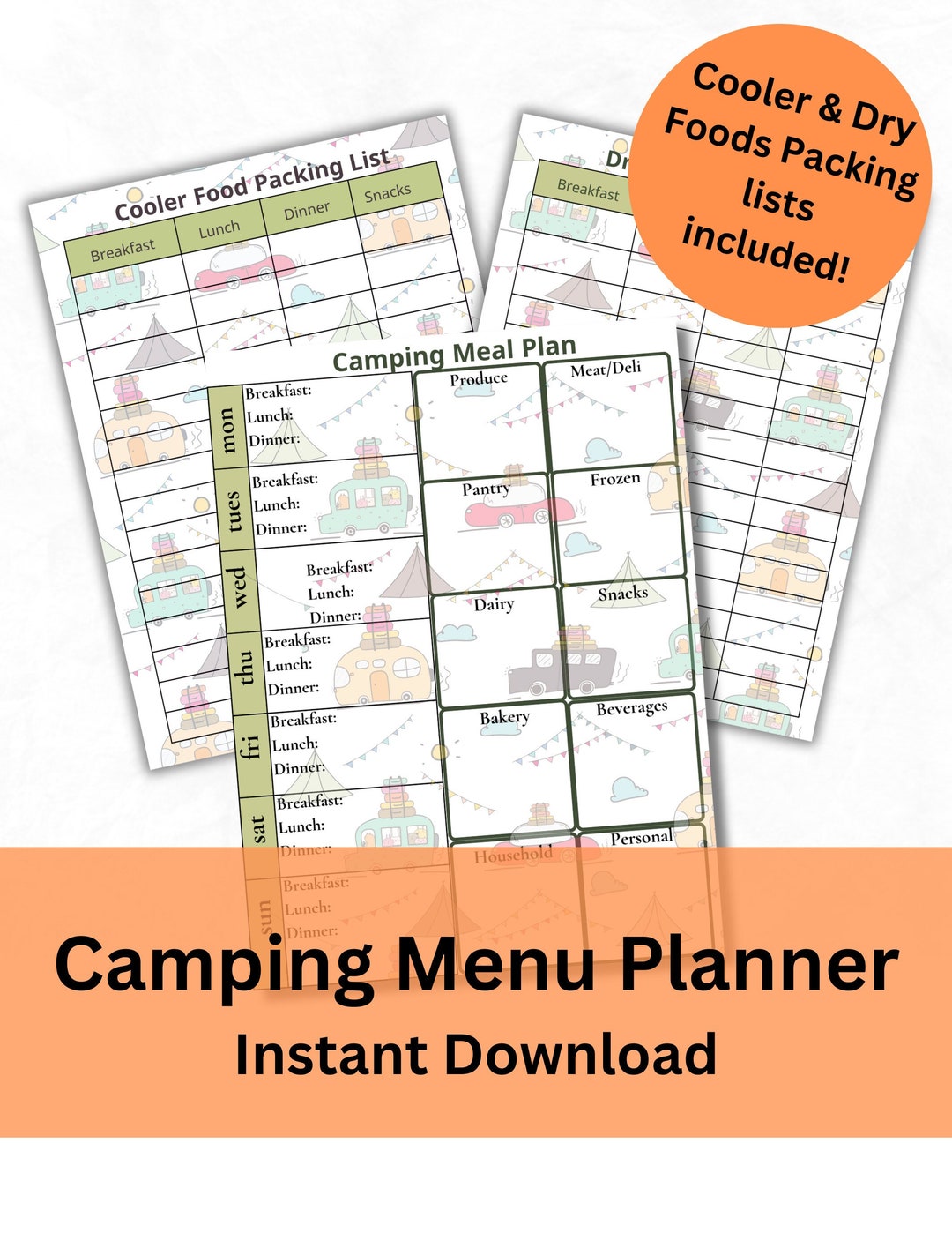 Camping Menu Planner Printable Camping Menu Template for Etsy Australia