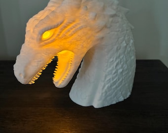 Ember Glow Dragon Head 3D Printed - Dragon Head LED Nightlight - Handcrafted Fantasy Dragon Decor