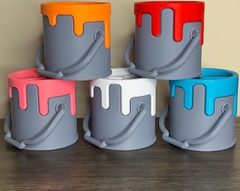 Paint Bucket Drippy Bucket 3D Printed - Desk Organizer - Pencil Holder - Paint Brush Holder