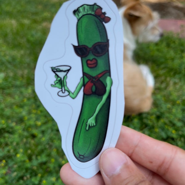Zucchini in a Bikini with a Martini Vegetable Sticker