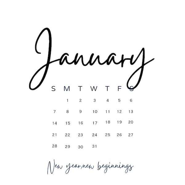 2024 Minimal Monthly Calendar | with quotes | Digital Download | Sunday to Saturday | Printable | Self Love Quotes | Empowering |