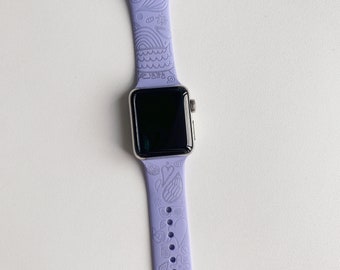 Graverat solglasögonarmband för Apple Watch, specialgraverat, silikonmönsterarmband för Watch-serien SE/7/6/5/4/3/2/1