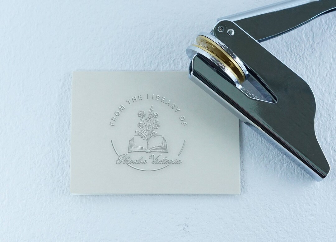 Book Embossing Custom With Your Name, Flower Gardener Library Embossing