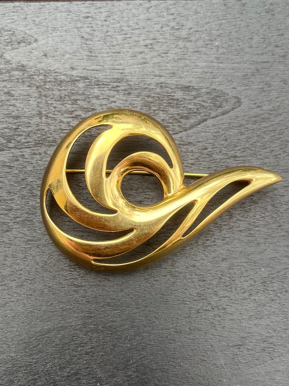 Monet Gold-Tone Swirl Brooch