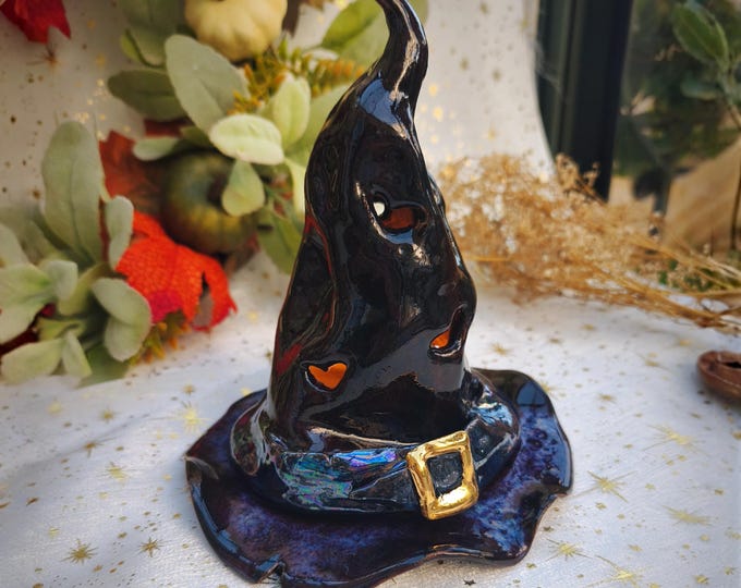 Featured listing image: Ceramic Witch Hat Candlelight Holder or Incense Burner