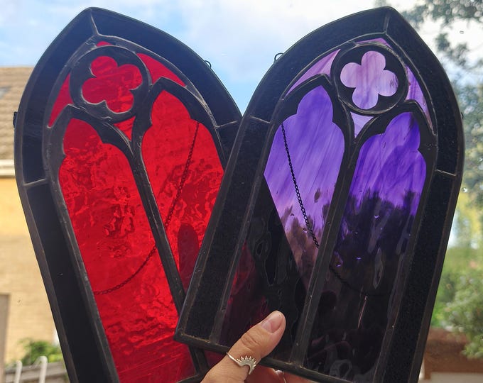 Featured listing image: Stained Glass Gothic Arch Window Panel