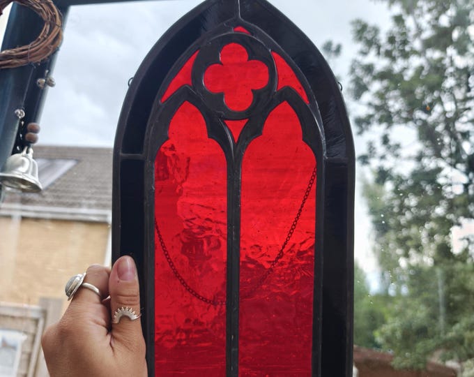 Featured listing image: Stained Glass Gothic Arch Window Panel