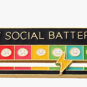 My Social Battery Sliding Pin- Black