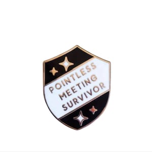 Pointless Meeting Survivor Pin Black/White
