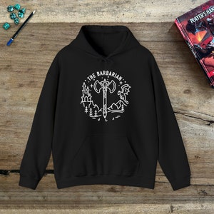 DnD barbarian hoodie, Dungeons and Dragons, Distressed Vintage D&D apparel, Geeky DnD hooded shirt, DnD gift for him and her