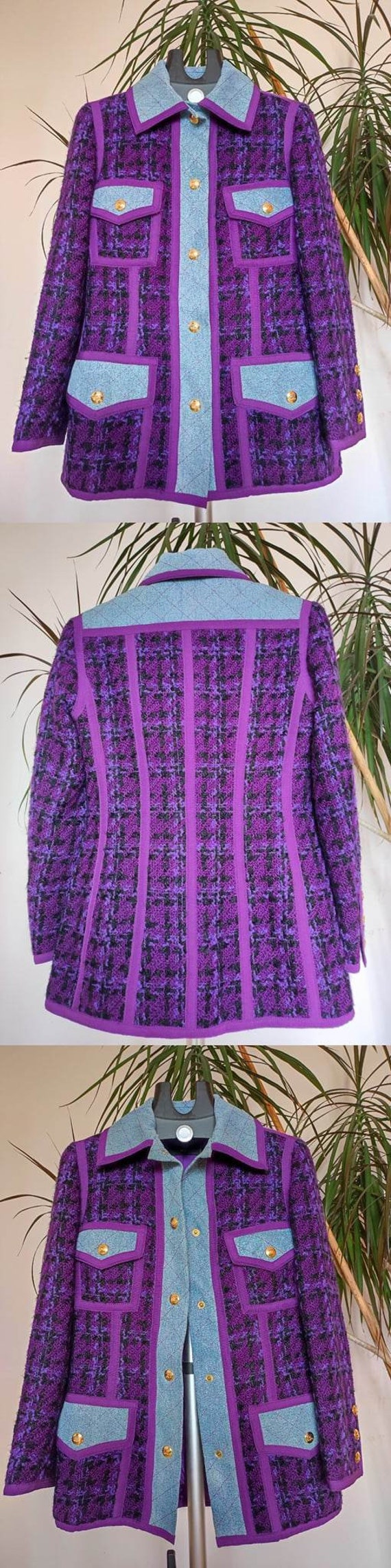 Vintage CHANEL ICONIC Fall 1991 Quilted Denim Skirt Suit in