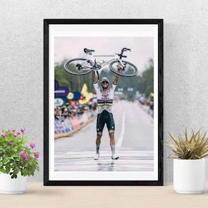 MATHIEU Van der POEL POSTER - Victory Cyclist Poster - Inspirational Cycling Wall Art - Pro Cyclist Finish Line Print - Sports Triumph Decor
