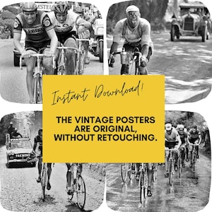 Coppi Bartali Vintage Cycling Poster, Giro d'Italia (A2 Digital Download) image 5
