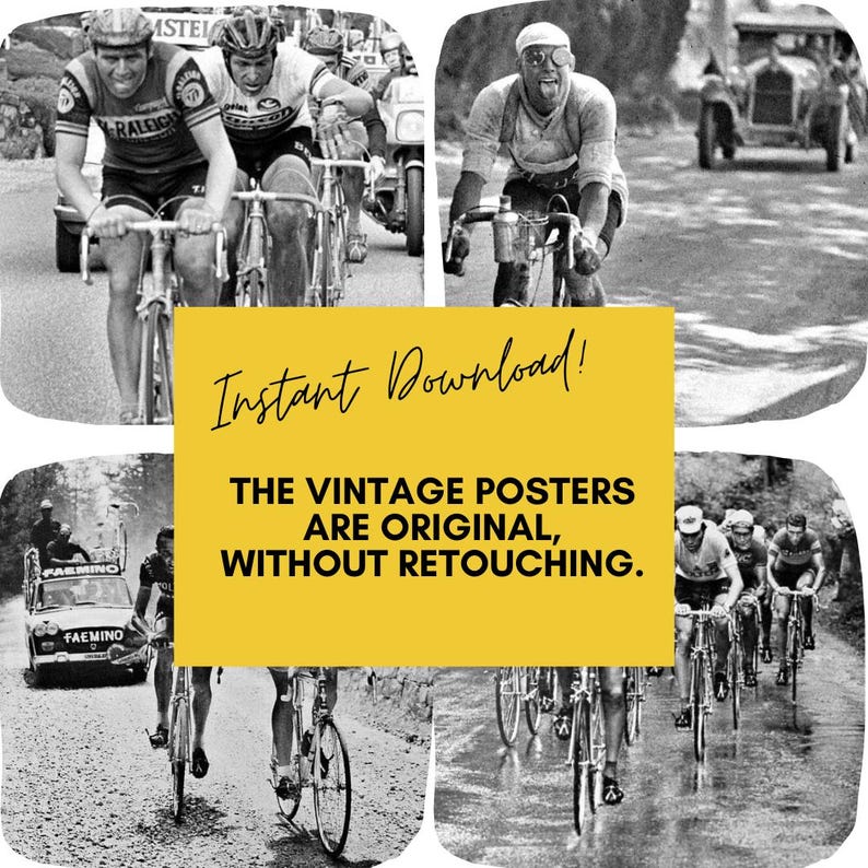 Coppi Bartali Vintage Cycling Poster, Giro d'Italia (A2 Digital Download) image 5