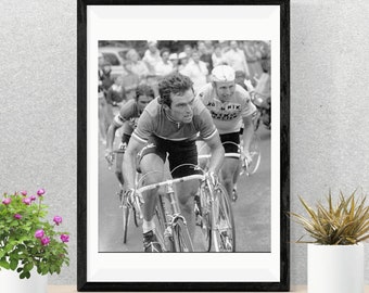 Plakat kolarski Bernarda Hinault | Sztuka rowerowa w stylu vintage (pobranie cyfrowe)