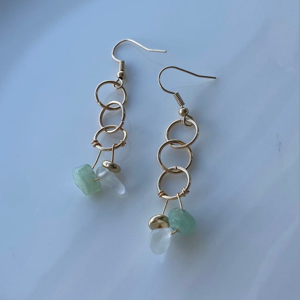 Gold Hoop Sea Glass Earrings