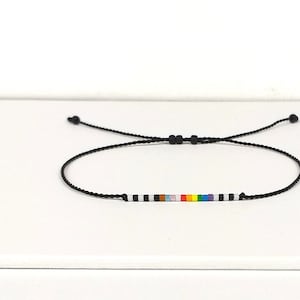 Progressive Ally bracelet, Subtle Progress Pride Flag bracelet, Straight Ally flag colors jewelry, LGBT support gift, LGBT friends / BPA1