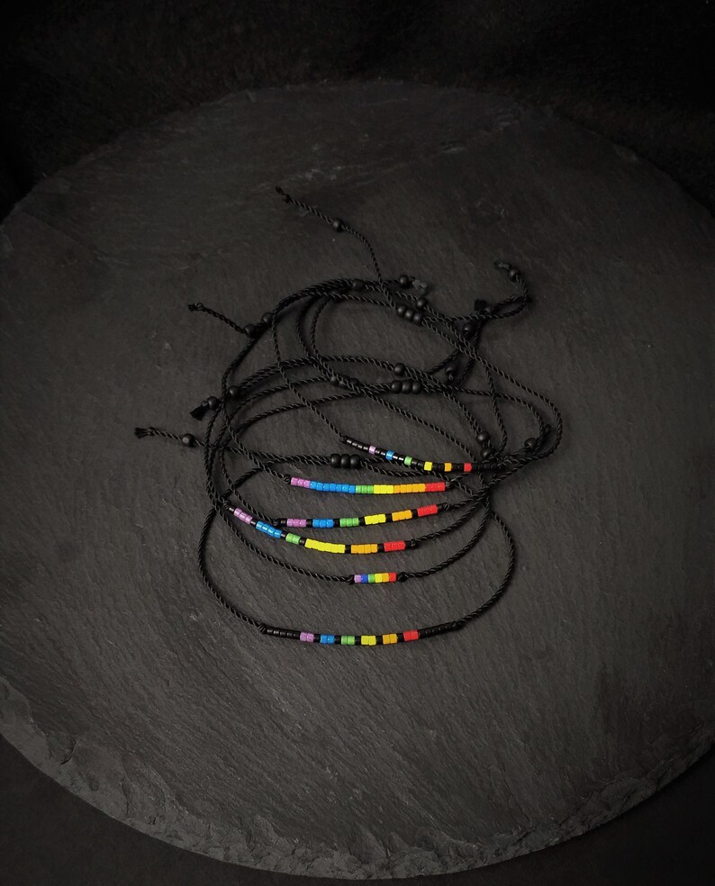 Pride Bracelet Tiny Cord, Subtle LGBT Jewelry, Waterproof Bracelet