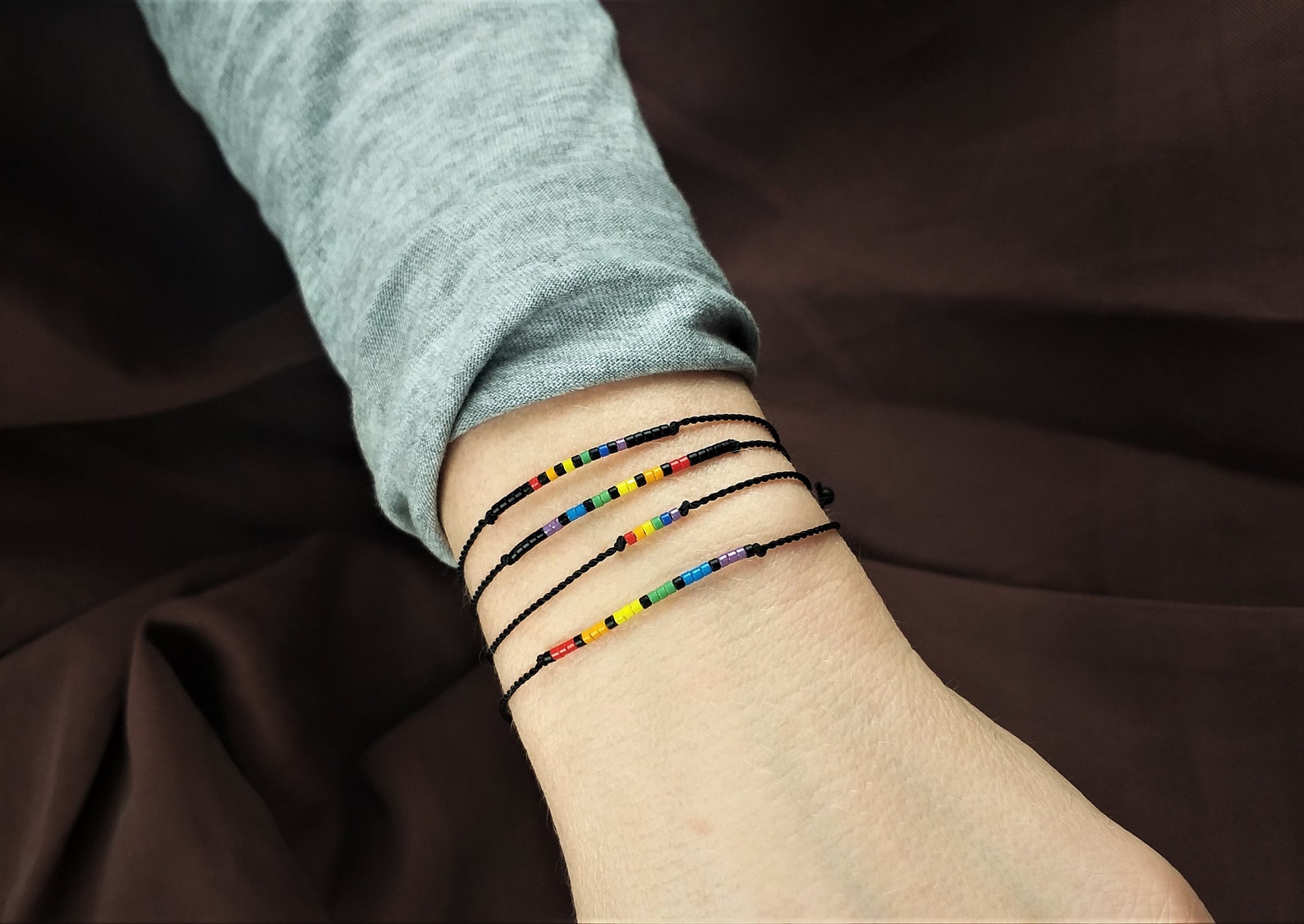 Pride Bracelet Tiny Cord, Subtle LGBT Jewelry, Waterproof Bracelet