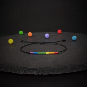 Subtle LGBT Bracelet Unisex, Abstract Pride Jewelry, Tiny Beads LGBTQ ...