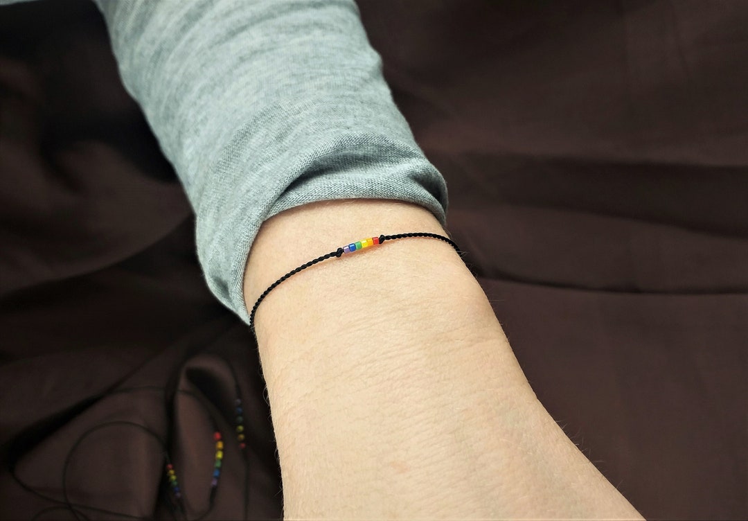 Pride Bracelet Tiny Cord, Subtle LGBT Jewelry, Waterproof Bracelet