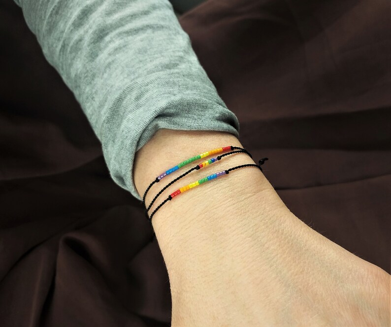 Pride Bracelet Tiny Cord, Subtle LGBT Jewelry, Waterproof Bracelet