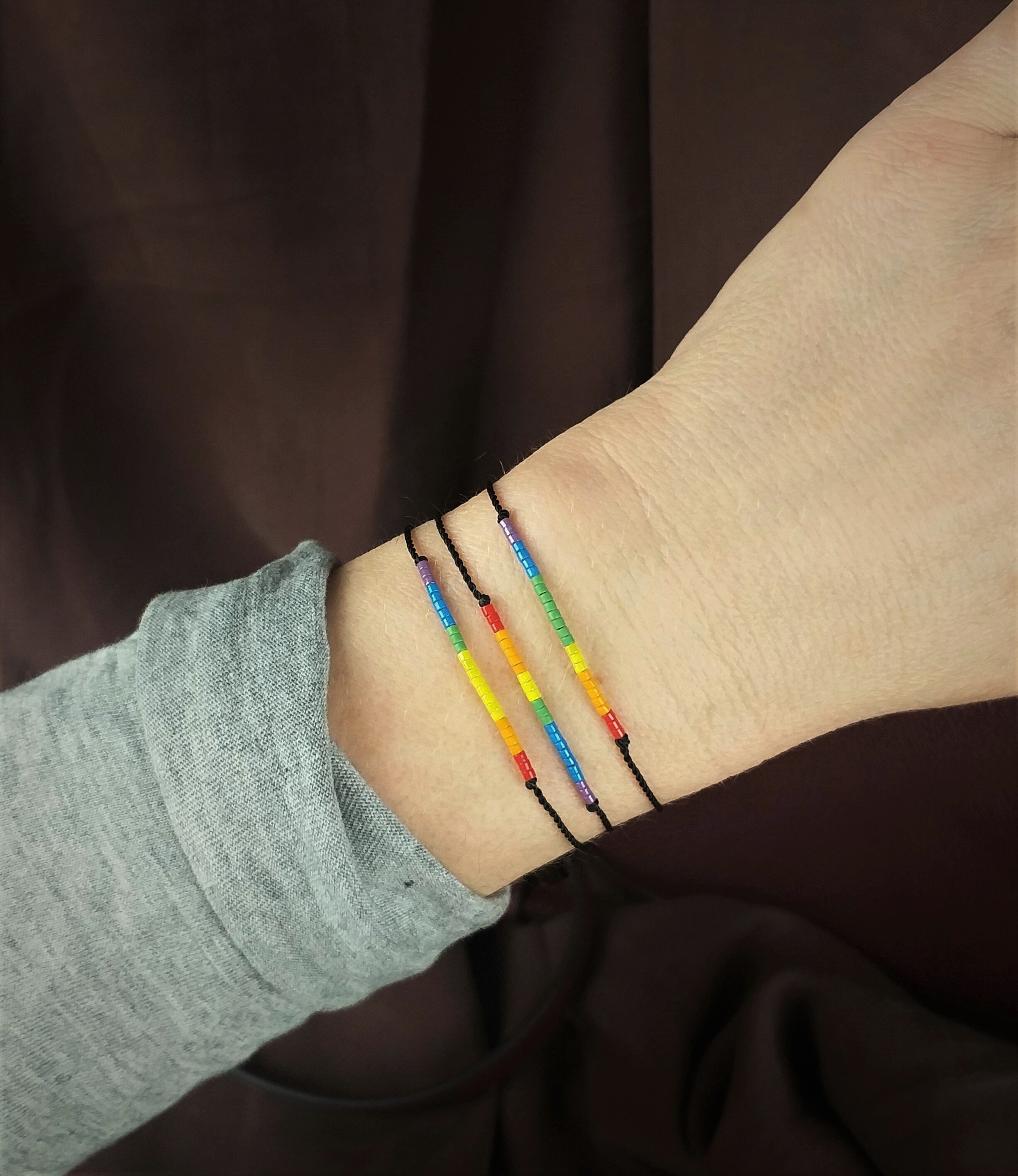Subtle LGBT Bracelet Unisex, Abstract Pride Jewelry, Tiny Beads LGBTQ ...