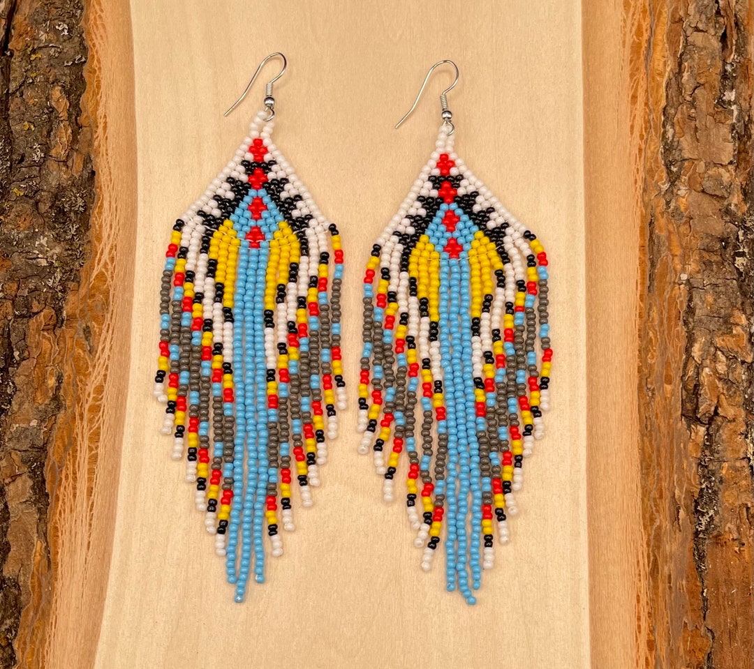 Multicolor Beaded Earrings, Handcrafted Earrings, Seed Bead Earrings