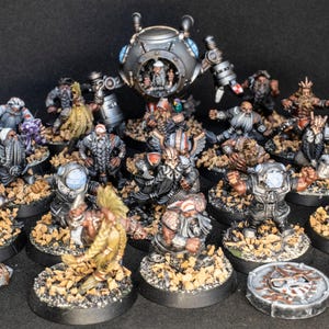Painted Steam Boys Dwarves team  + Feldher bag - Fantasy Football Punga Miniatures