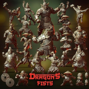 Dragon&#39;s Fists Old World Human Team - 20 High-Quality 3D Print Miniatures | Blood Fantasy Football Bowl | Punga Miniatures