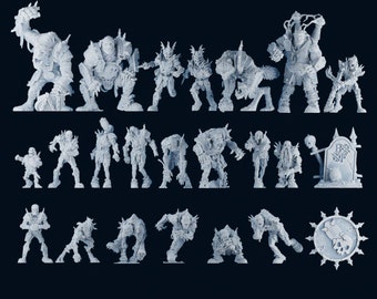 Undead Team Fantasy Football, Necromantic Horror - 21 Miniatures with bases, Compatible with Blood Bowl, Star player and big guy included
