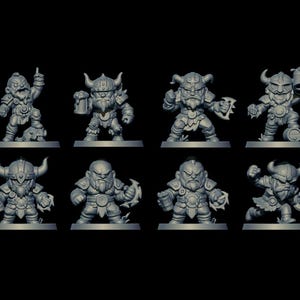 Northmen Chibis – 18 Miniatures High Quality Resin Blood Fantasy Football Bowl Team – Big Head Chibis