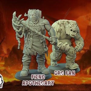 Orc Team Miniatures: Fiend Apothecary & Orc Fan - Fantasy Football