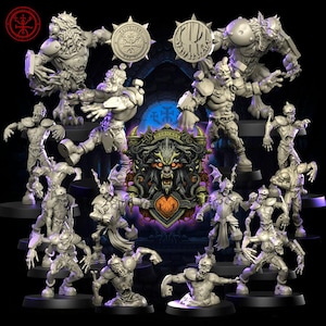 The Twilight Thrillers Team - 18 High-Quality 3D Print Undead Miniatures | Blood Fantasy Football Bowl | Torchlight Models
