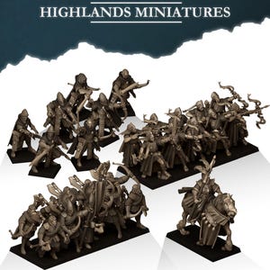 Aegean Elves Army Archers and Mage | High Quality 3d Printed Miniatures | Highlands Miniatures