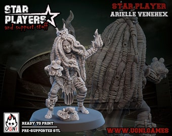 Arielle Venehex + Frog | Amazon Star Players for Fantasy Football | Compatibile with any Bowl game | Base & Extra included | UGNI Miniatures