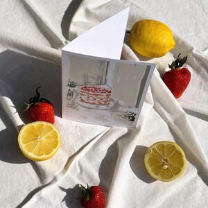 Célébration citron fraise | de voeux | Originale | Gâteau d'anniversaire | Citron | Fraise | anniversaire, fête, carte de voeux vierge |