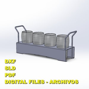 DXF and PDF files for Beer glass holder, Beer flight, laser or plasma - Archivos para hacer un porta vasos de cerveza pintas.