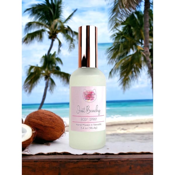 Body Spray - Linen Spray - Just Beachy (Amaretto, Pineapple, Banana, Coconut, Coconut Milk, Vanilla, Tonka Bean)