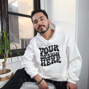 Gildan 18500 Mockup, White Gildan 18500 Male Model Mockup, Oversized Hoodie Mockup, Aesthetic Mockups, Gildan Sweater Mockups, Model Mockup