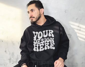 Gildan 18500 Mockup, Black Gildan 18500 Real Model Mockup, Oversized Hoodie Mockup, Aesthetic Mockups, Gildan Sweater Mockups, Model Mockup