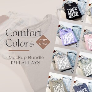 Maqueta de camisa Comfort Colors, paquete de maqueta simple, paquetes de maquetas planas, maqueta de camiseta, paquete de tienda de maquetas, maquetas planas estéticas