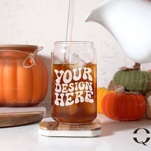 Halloween Glass Cup Mockup, Libbey Glass Mockup, Glass Can Mockups,16oz Fall Glass Mockup, Clear Glass Can Mockups, 16oz Beer Can Mockup